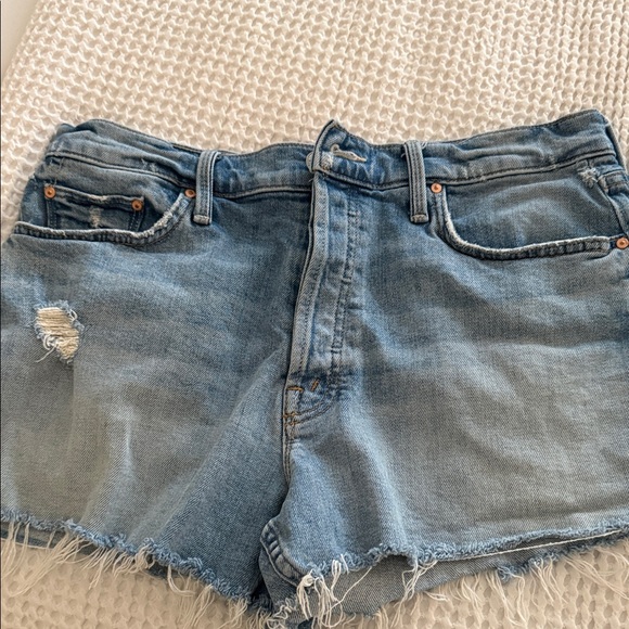 MOTHER Light Blue Distressed Denim Shorts - Picture 1 of 2